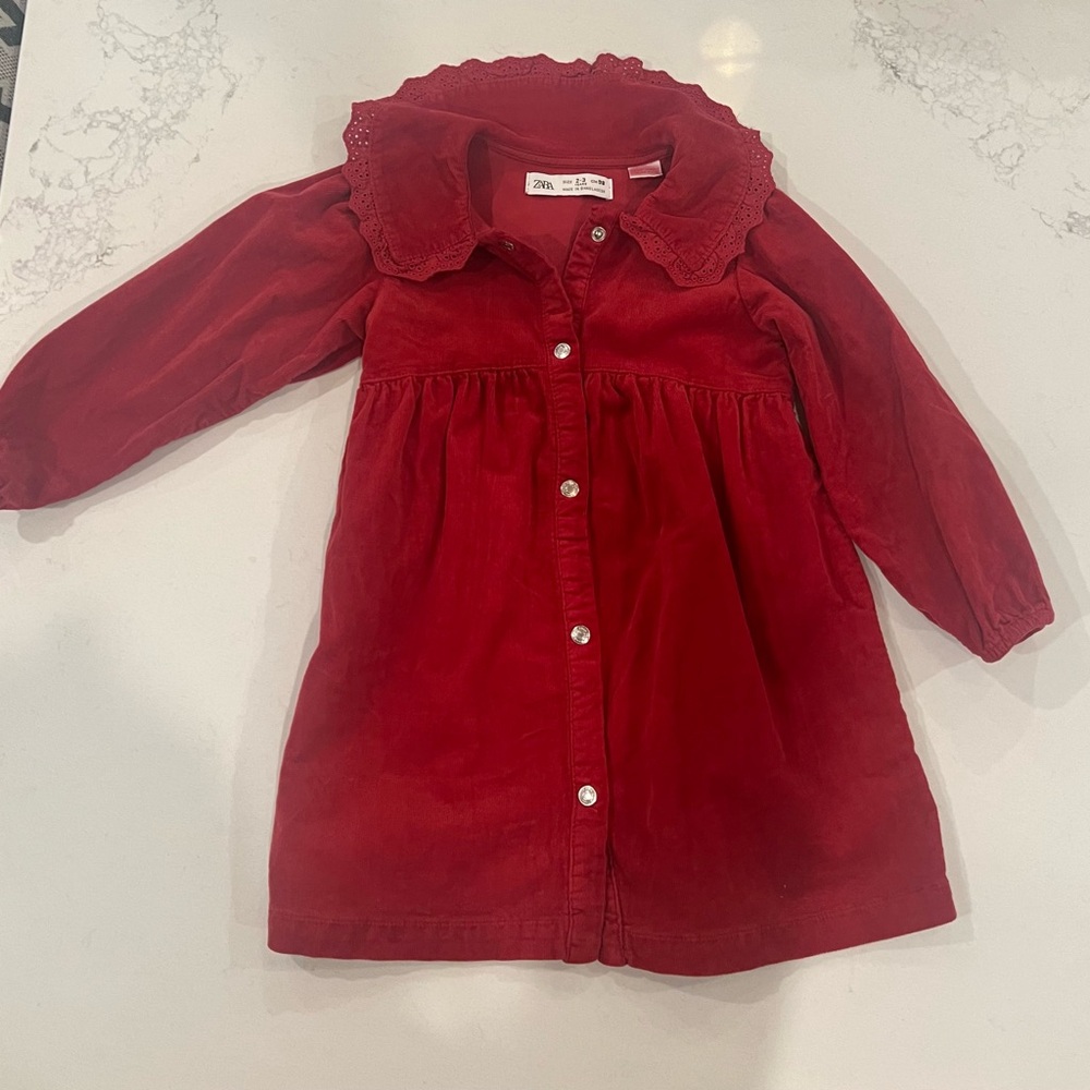 ZARA Corduroy Red Dress